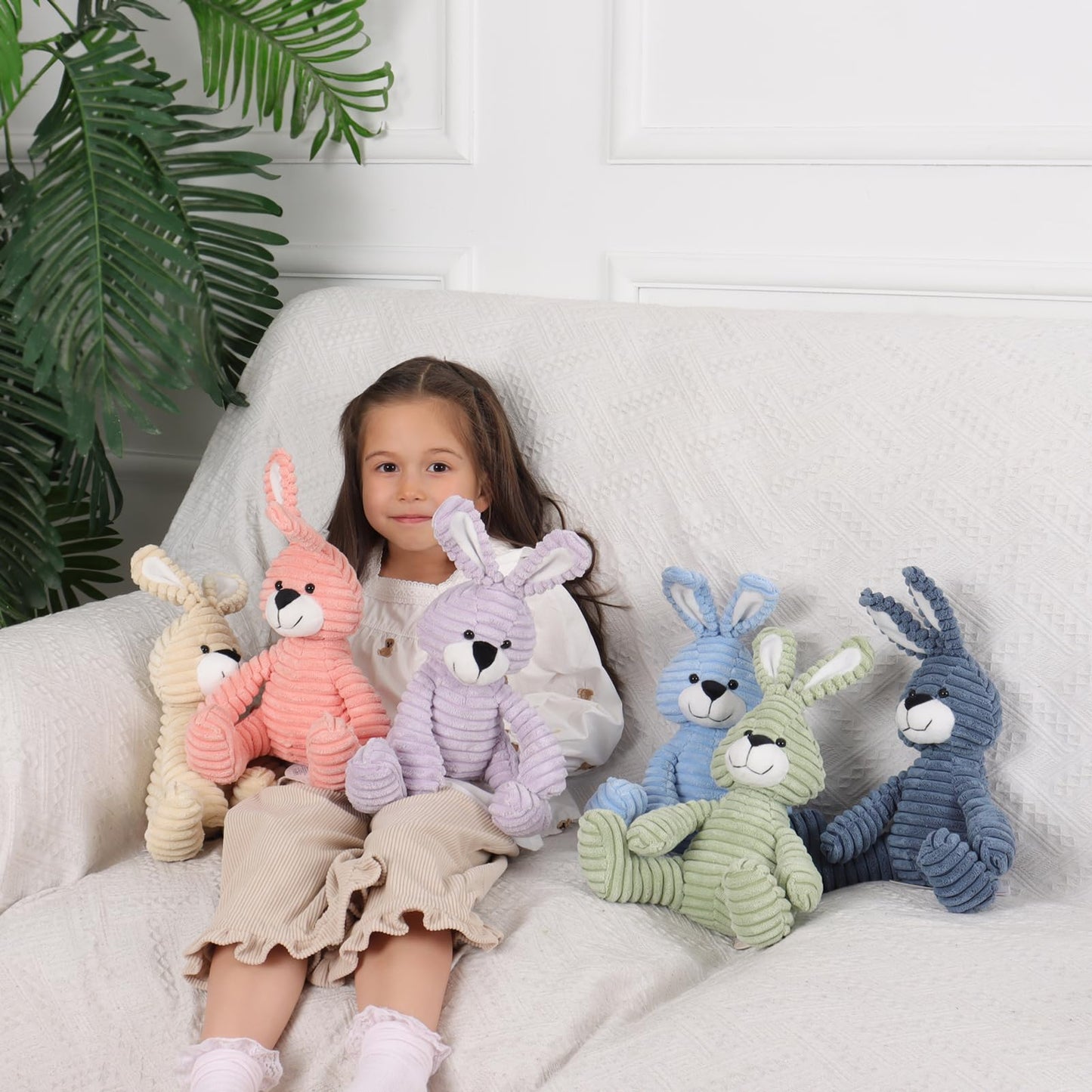 Apricot Lamb Toys Plush Corduroy Rabbit Bunny Stuffed Animal Soft Cuddly Perfect For Child (Purple Bunny,8.5 Inches