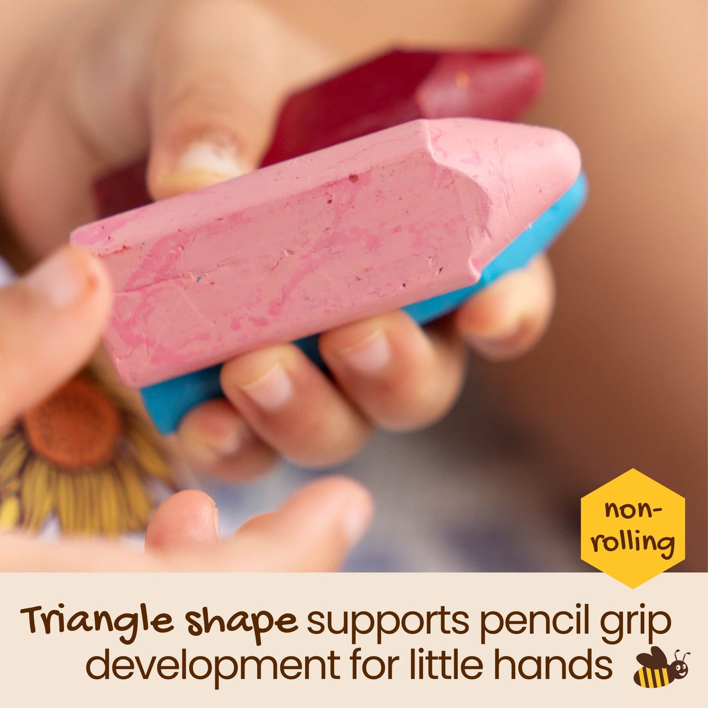 Honeysticks Triangular Crayons - 10 Pack, 100% Pure Beeswax, Non-Toxic, Multicolor, Ideal for Toddlers 1-4 Years, Model