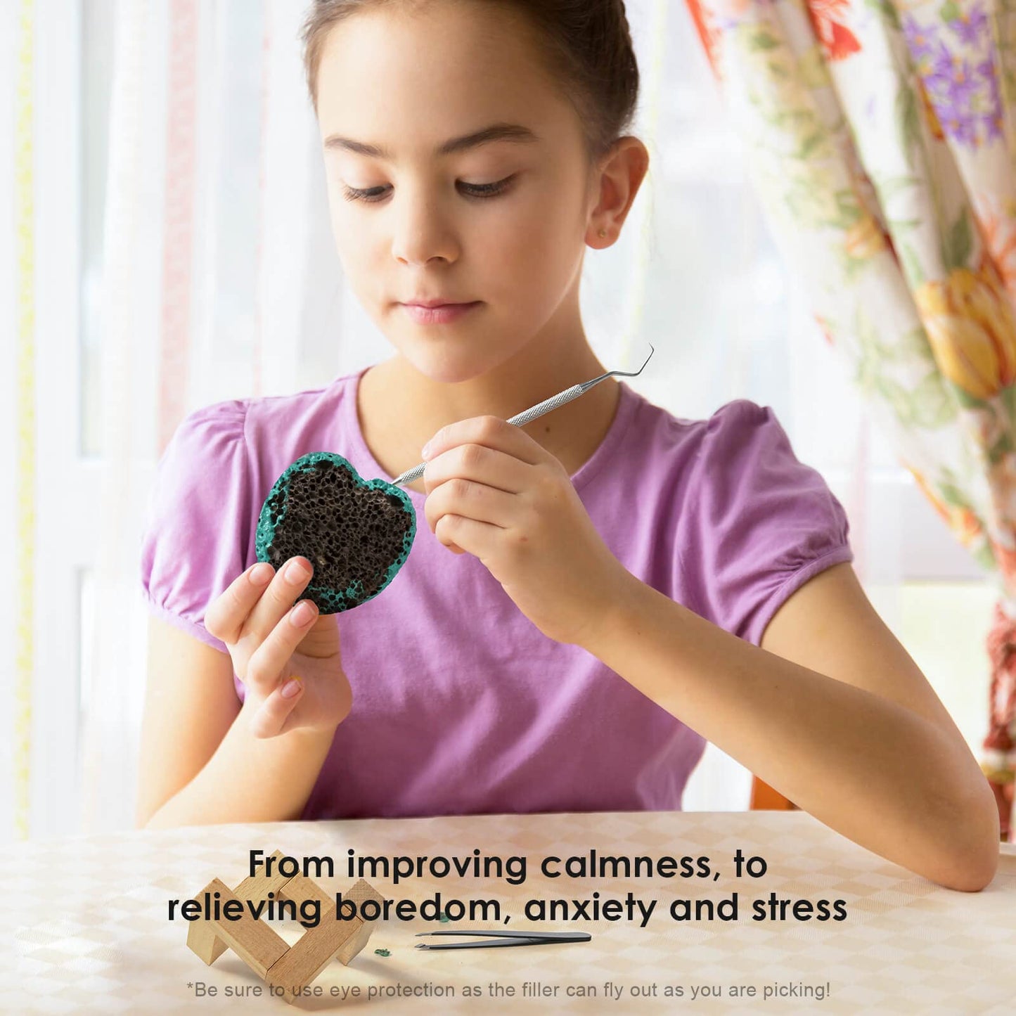 Pick Stone For Anxiety Relief, Pick Peel Calming Stone, Reduce Stress Fidget Picky Stone Kit With Display Stand For Dermatilloma