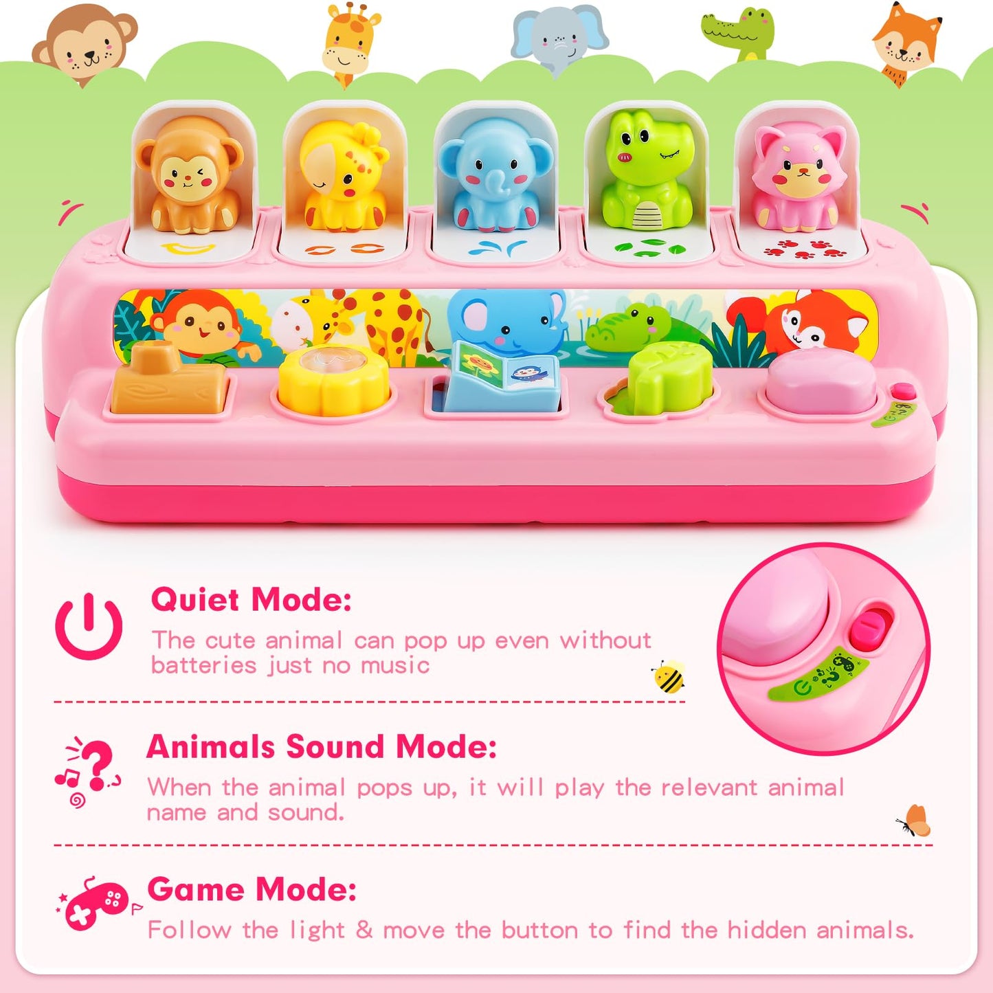 Duchong Toys for 1 Year Old Girls, Interactive Pop Up Toy with Music & Light, Montessori Learning Toys for Infant Baby Toddler 9