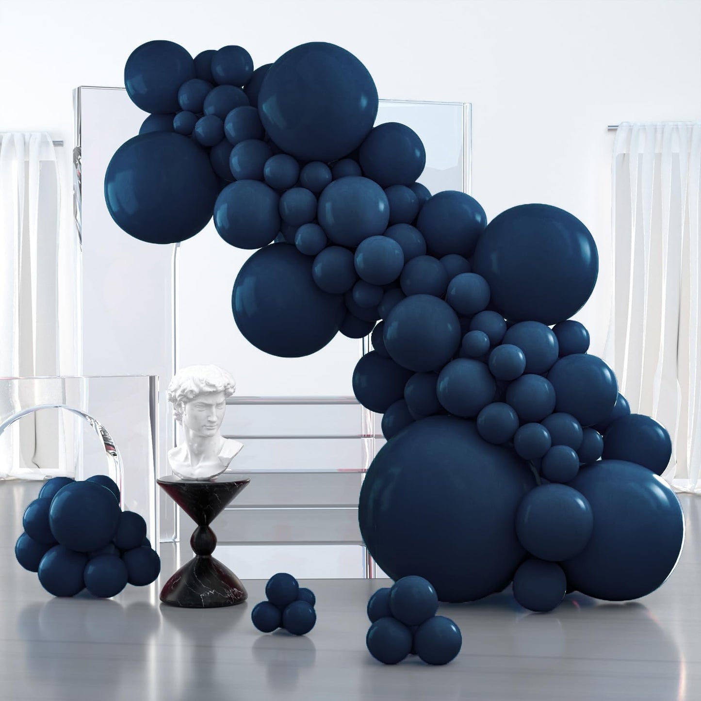PartyWoo Balloons Pack - 127 pcs in Blue, 36" to 5" Sizes, Rubber Material for Balloon Garland/Arch Decorations