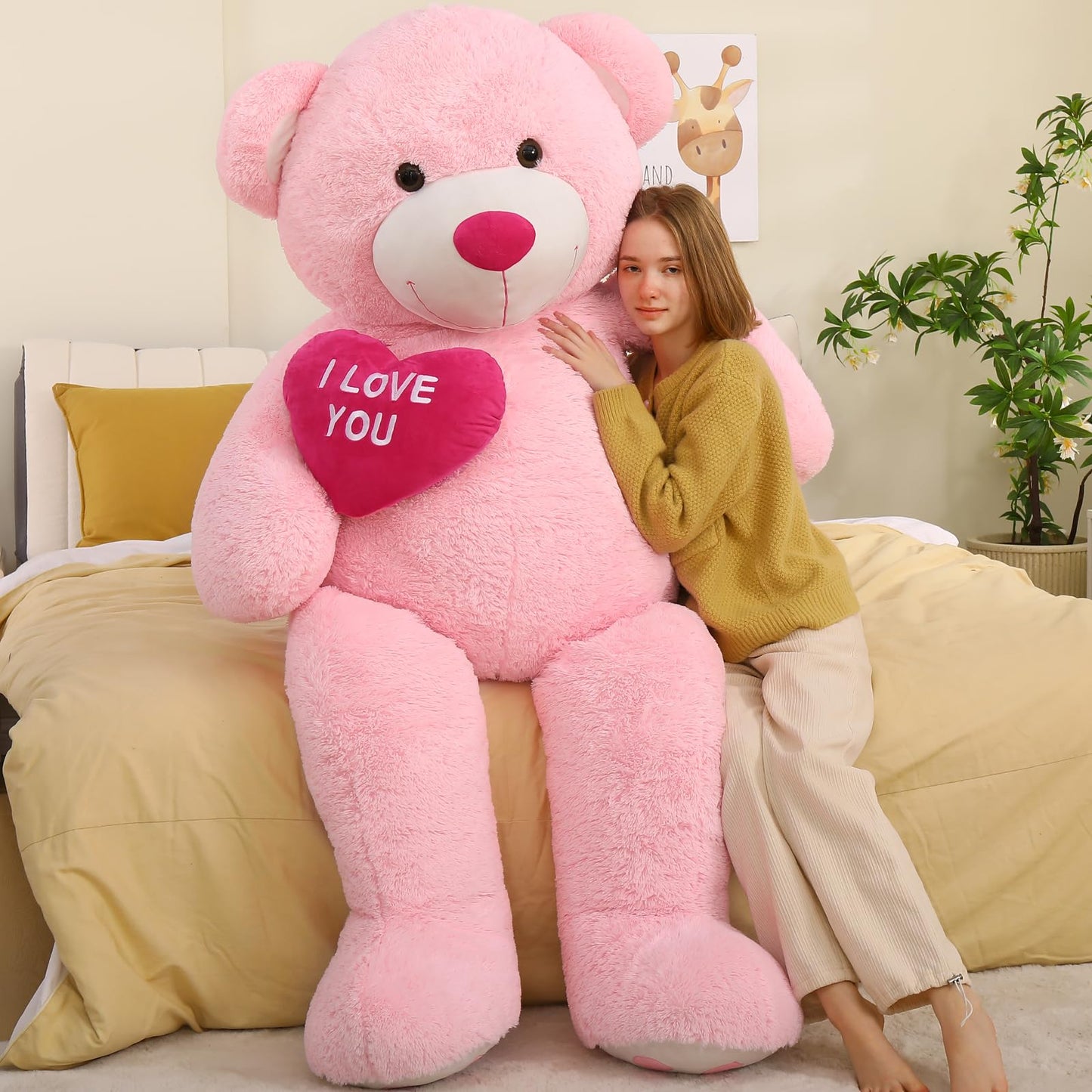 Tezituor Giant Teddy Bear Stuffed Animals 6 Feet - “I Love You”Red Heart Human Size Teddy Bear For Girlfriend,Boyfriend,Wife,Lover-Birthday, Anniversary, Valentines, Or Long Distance