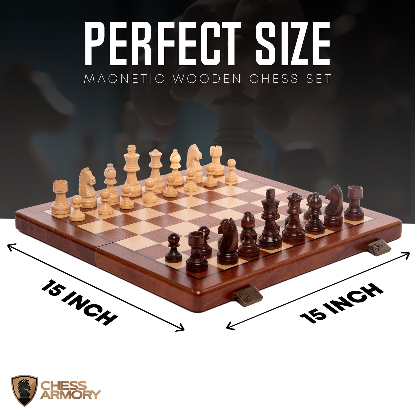 Chess Set Magnetic - enhanced Wooden Board Game with a Portable Wood Case and SeStorage for Pieces  Set for Kids and mature-themeds (Sapele Wood) - Chess protective coveringy