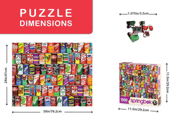 Springbok - Retro Refreshments - 1000 Piece Jigsaw Puzzle- Vintage Soft Drink Can Collage To Challenge Your Brain
