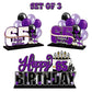 Lingteer Happy 65Th Birthday Purple Acrylic Table Topper Centerpieces Set - Cheers To 65 Years Old Birthday 65Th Bday Party Gift Decorations.