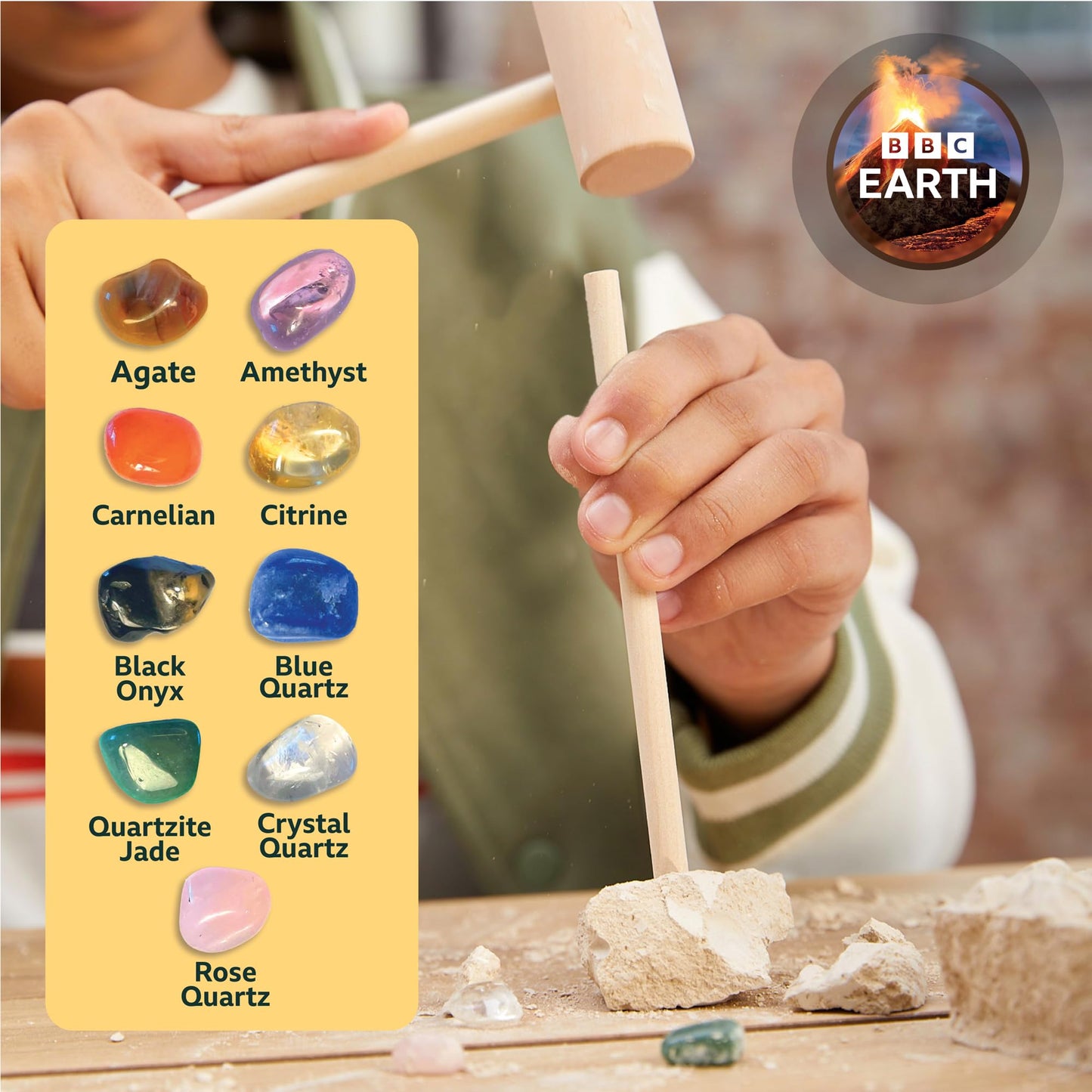 BBC Earth Excavate & Discover Gemstone Dig  Dig Up 9 Real Gemstones & Make Keychains  Rock Digging Excavation Kit  STEM Learning Kit  Kids Science Kit  Great 6 Year Old Boy Birthday Gift  large online retailer Kids