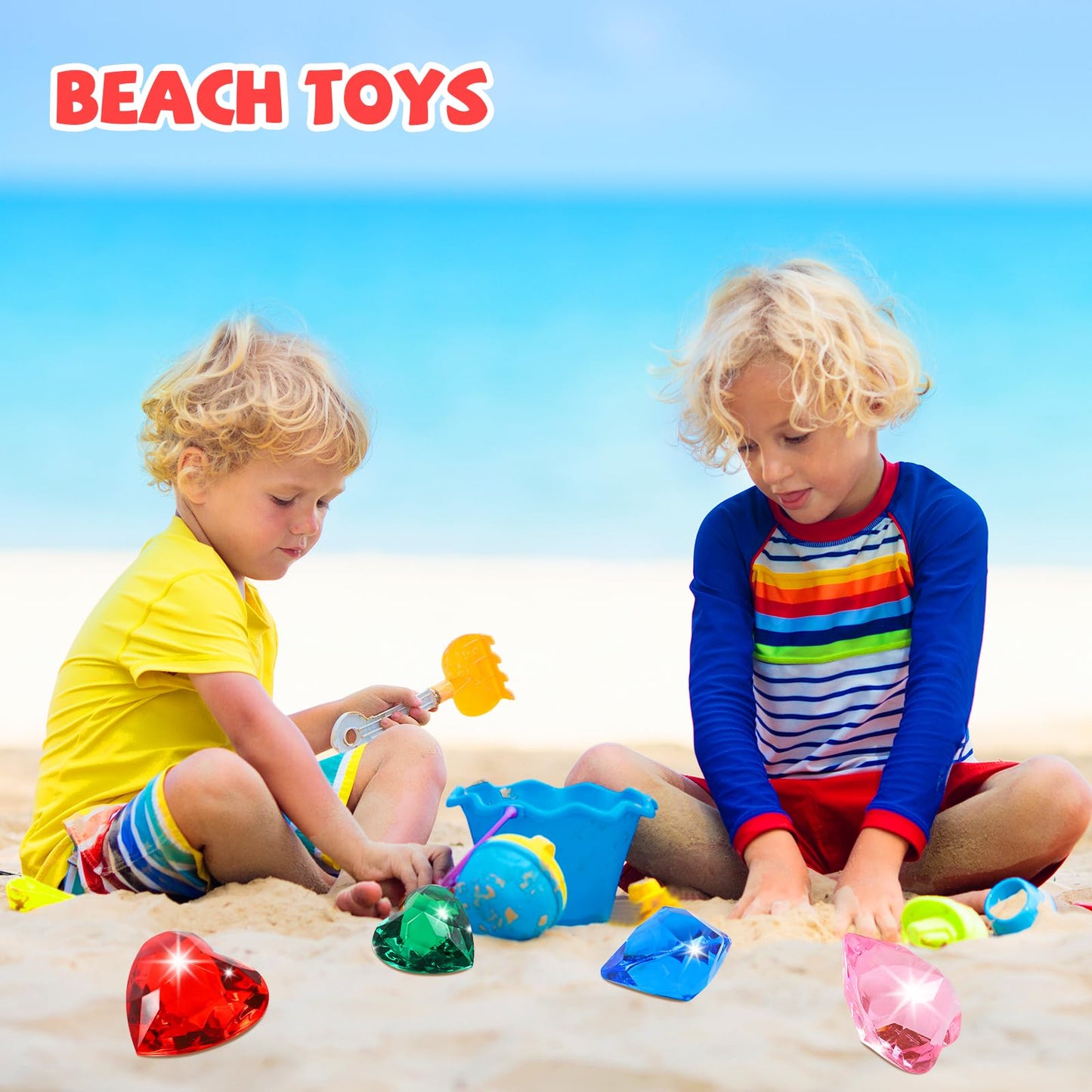 Niceup 30pcs Heart Gemstones Diamond Diving Pool Toys 1.57in Small Crystal Acrylic 3D Gems Heart Shape Gemstones for Mermaid Treasure Hunt Party Favors (Multicolor 60PCS)