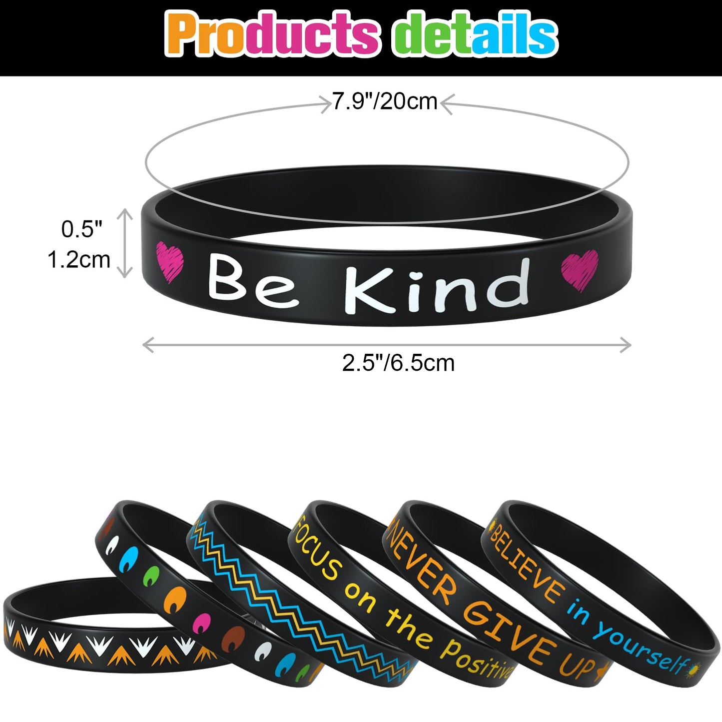 Morcheiong 24 Pieces Motivational Rubber Wristbands Black Inspirational Quote Silicone Bands Unisex Style- 12 Designs