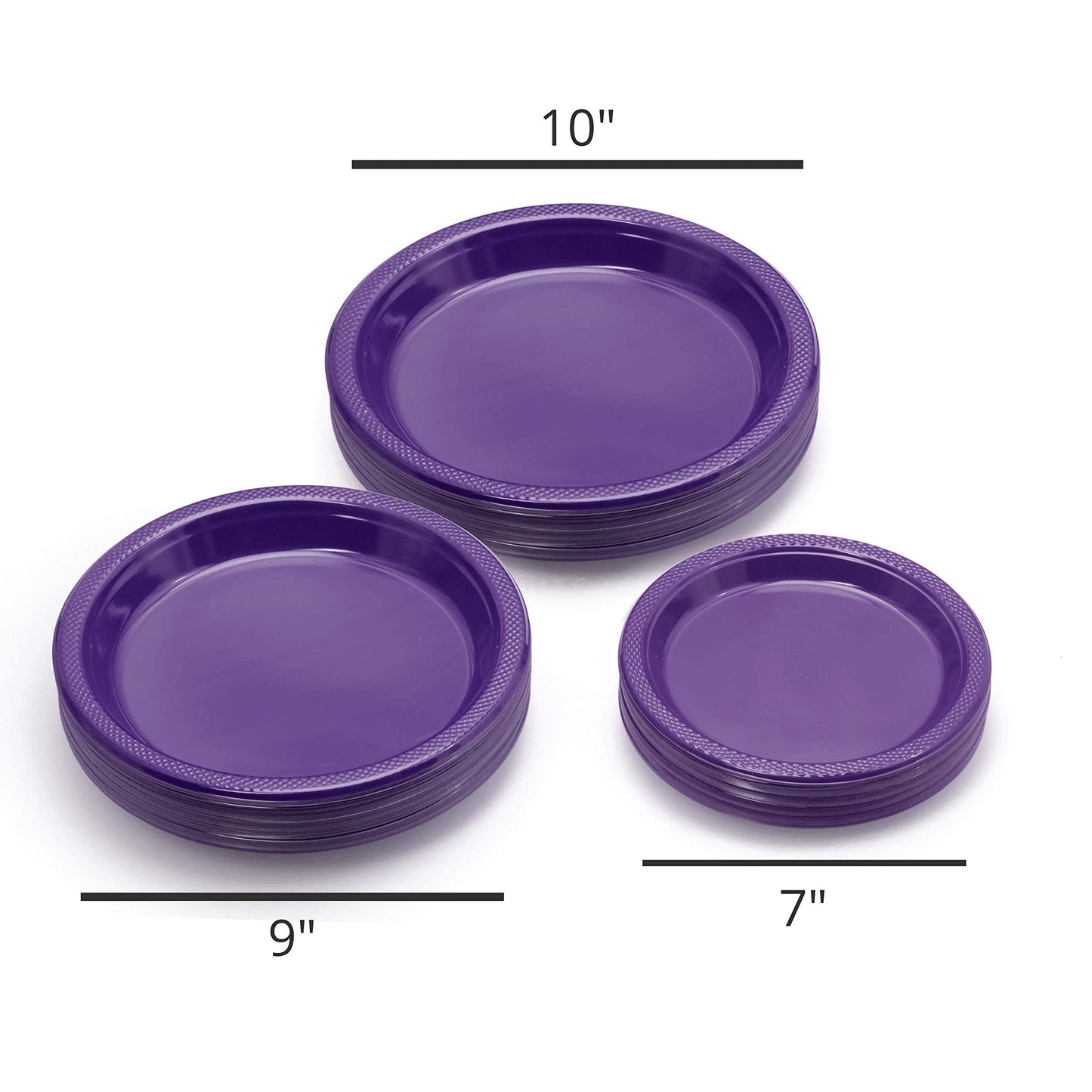 Exquisite 10 Inch. Purple Plastic Plates - 50 Count - Round Solid Color Disposable Plates -PurpleDinner Party Plates For All Occ