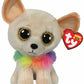 Ty - Plush - Beanie Boos - Chihuahua Dog - Chewey - Brown - Multicoloured Collar - Gold Glitter Eyes - The Plush With Big Sparkling Eyes - 15 Cm - 36324