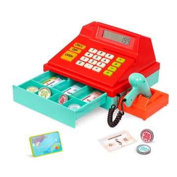 Battat - Toy Cash Register For Kids, Toddlers - 49Pc Register With Toy Money, Credit Card, Scanner- Pretend Play Toy - 3 Years +