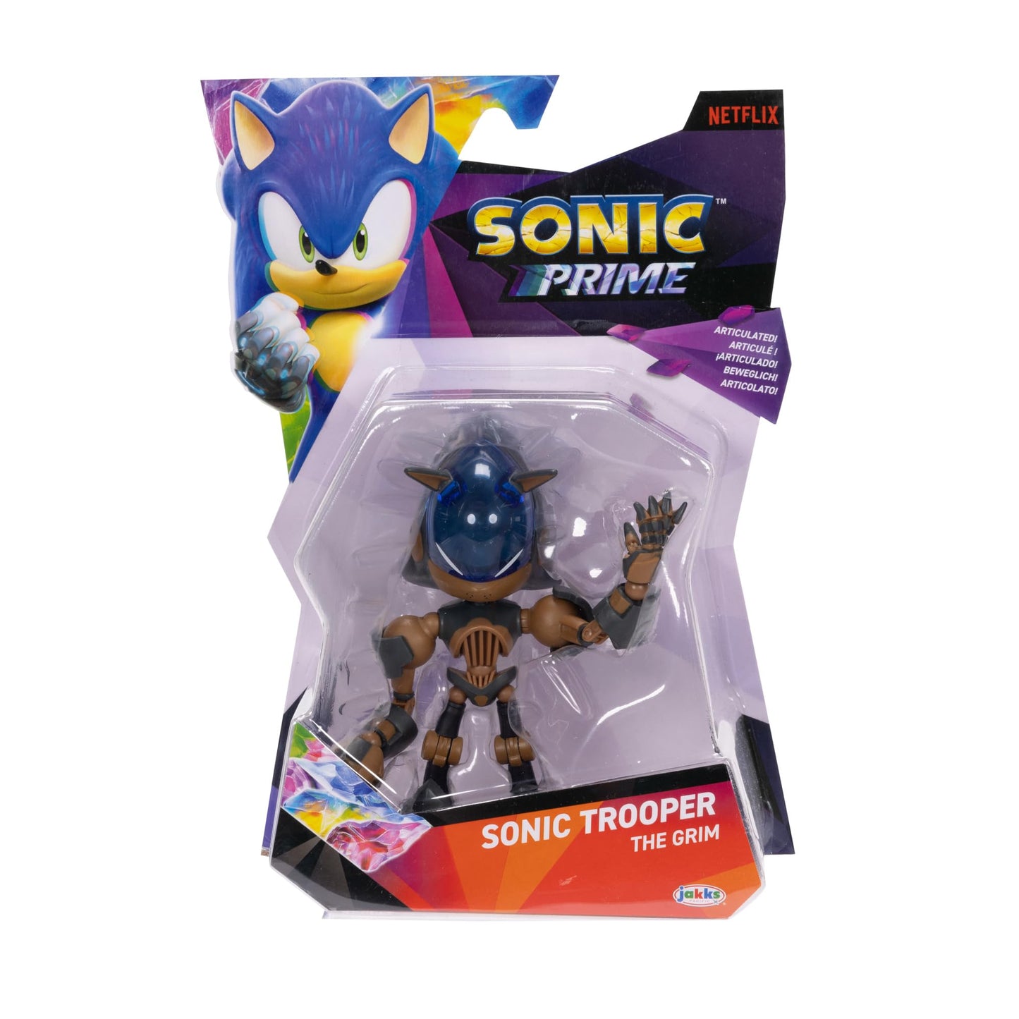 Sonic Prime 5-inch Sonic Trooper - The Grim Action Figure 13 Points of Articulations. Ages 3+ (Officially Licensed by Sega and N