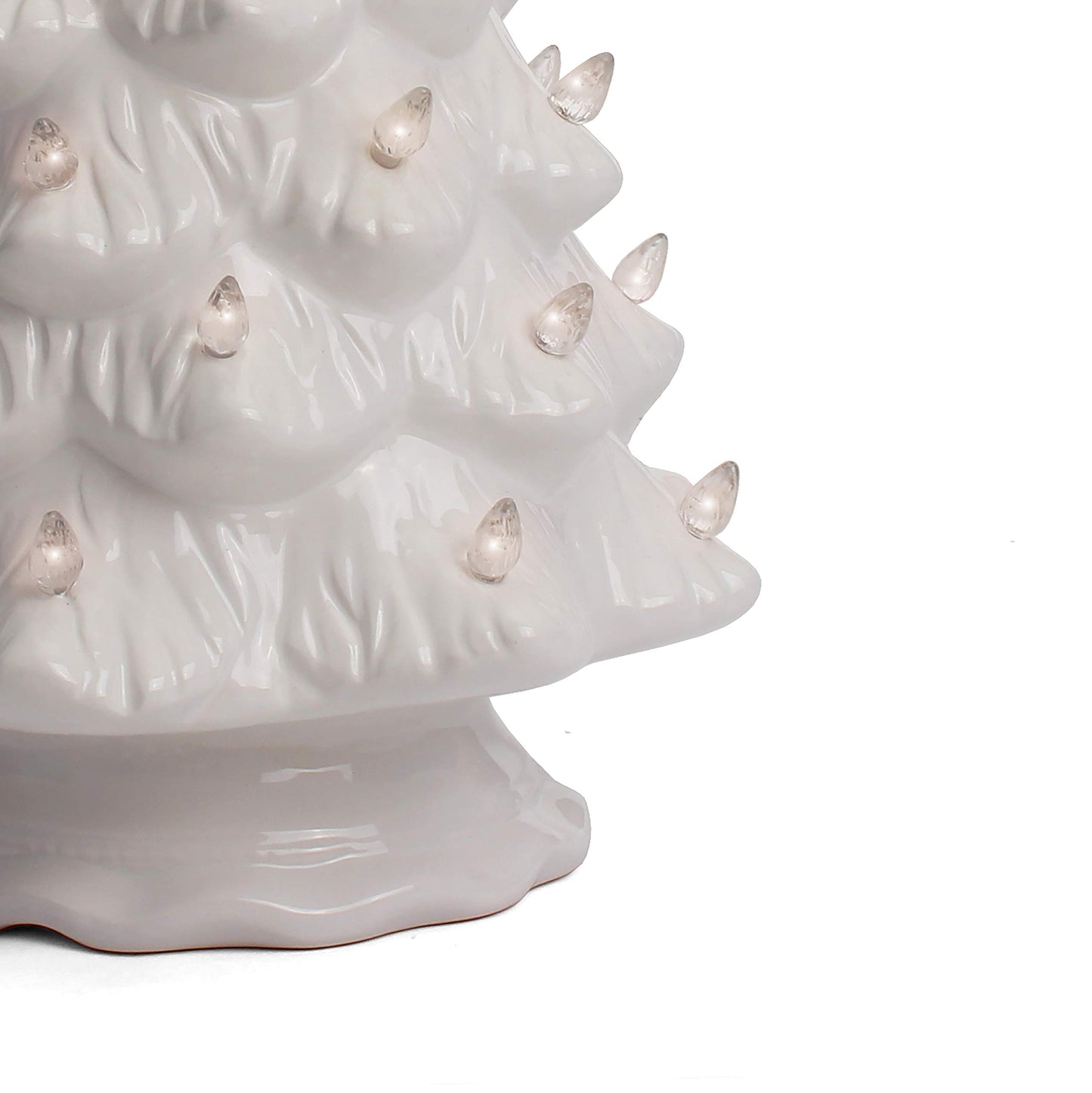 Milltown Merchants Ceramic Christmas Tree - Tabletop Christmas Tree With Lights - (15.5' Large White Christmas Tree/White Lights) - Lighted Vintage Ceramic Tree
