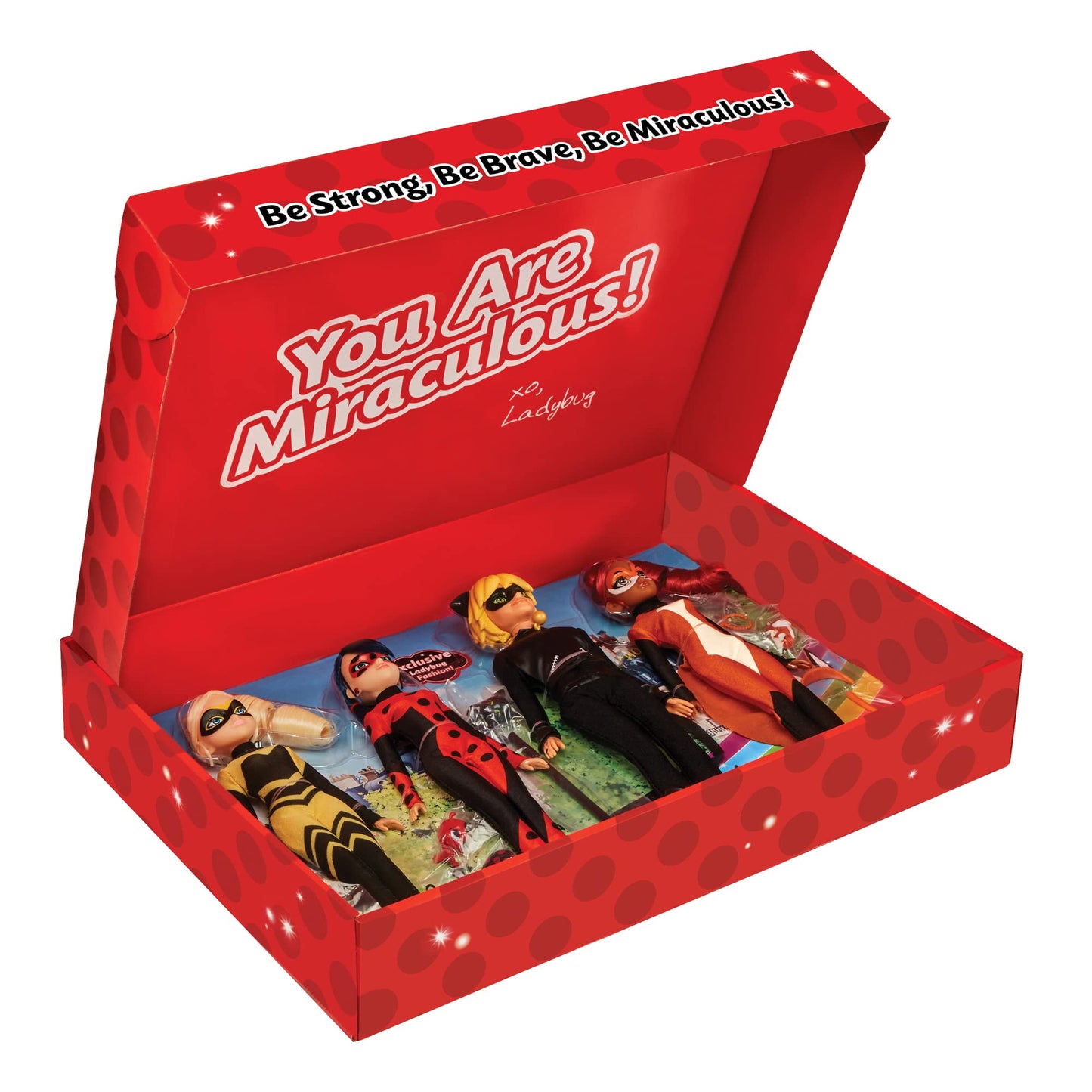 Miraculous Ladybug Heroez 4-Pack Dolls with Exclusive Doll by Playmates Toys - Multi Color, 4 Piece Assortment