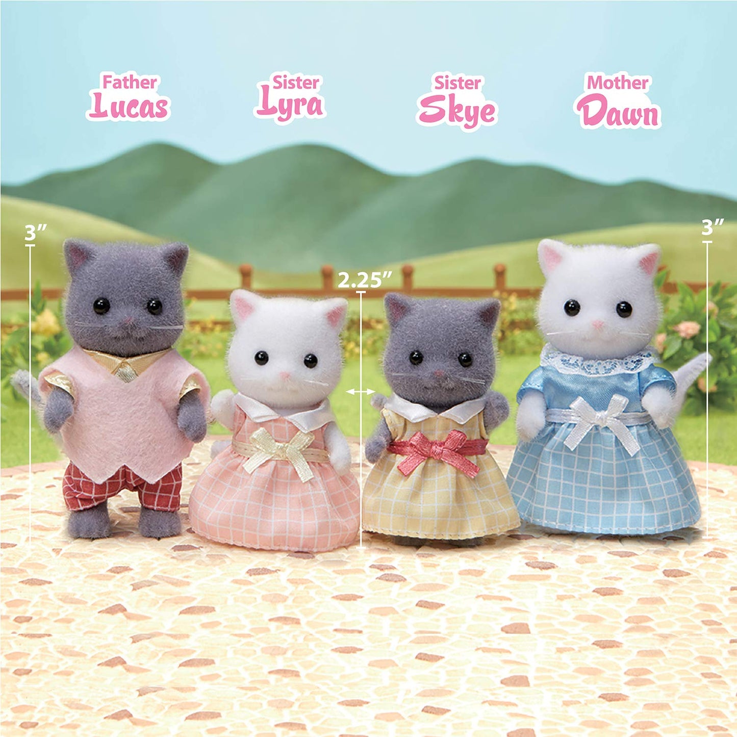 Calico Critters Persian Cat Family Set - 4 Collectible Doll Figures, 3 Inches, Plastic, Multi Color, Ages 3+