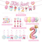 Juyrle Two Sweet Birthday Party Decorations- Donut Birthday Party Supplies For Girls Two Sweet Banner Donut Balloon Cupcake Toppers 2Nd Candy Theme Party Supplies For Baby Shower