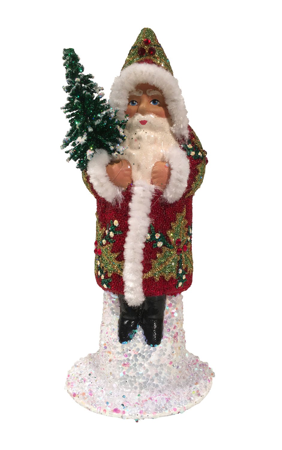 Alexander Taron Decorative Collectibles Schaller Paper Mache Candy Container  Santa Red and Green