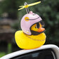 wonuu Rubber Duck Car Ornaments Yellow Duck Car Dashboard Decorations Cool Glasses Duck with Propeller Helmet (Pink Smile-Yellow)
