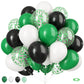 Green And Black Balloons, 50Pcs 12 Inch Green White Black Birthday Balloons, Green Confetti Balloons White Latex Balloons For Bo