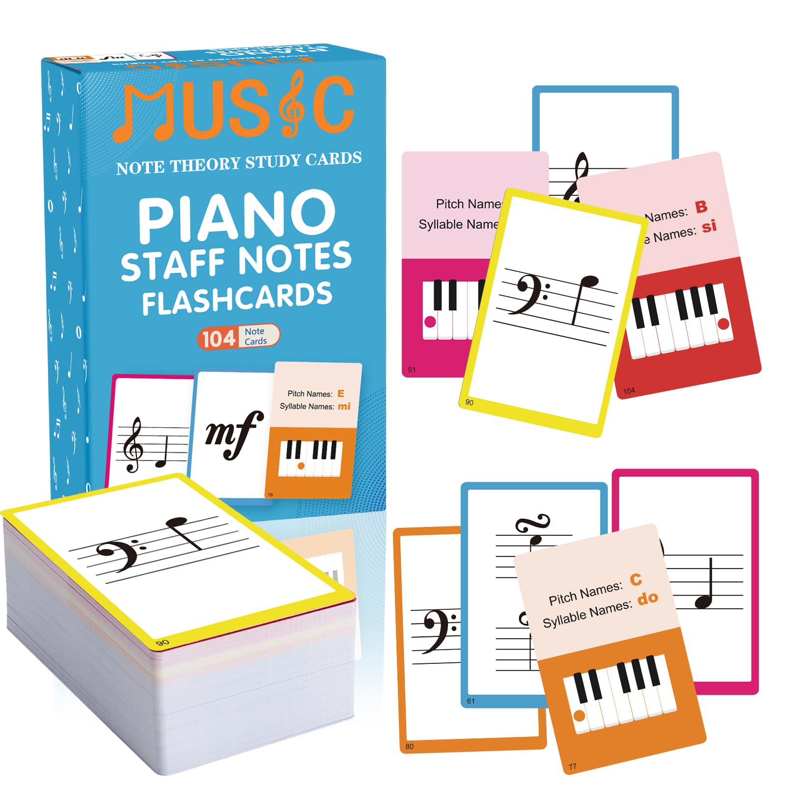 Piano Chords Chart, Piano Chord Chart And 104 Sheets Flash Cards, Fun Educational Flashcards For Piano, Music Learners