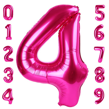 Number Balloon 40 Inch Hot Pink 4 Balloon, New Years 2024 Graduation Decorations, Number 4 14 24 40 44 45 Large Balloon Birthday