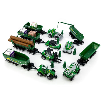 Kid's Farm Toys Tractor Trailer Trucks Vehicle Playset Grain Loader Forklift Pickup Tow Truck Towing Water Tank Log Transport, 1