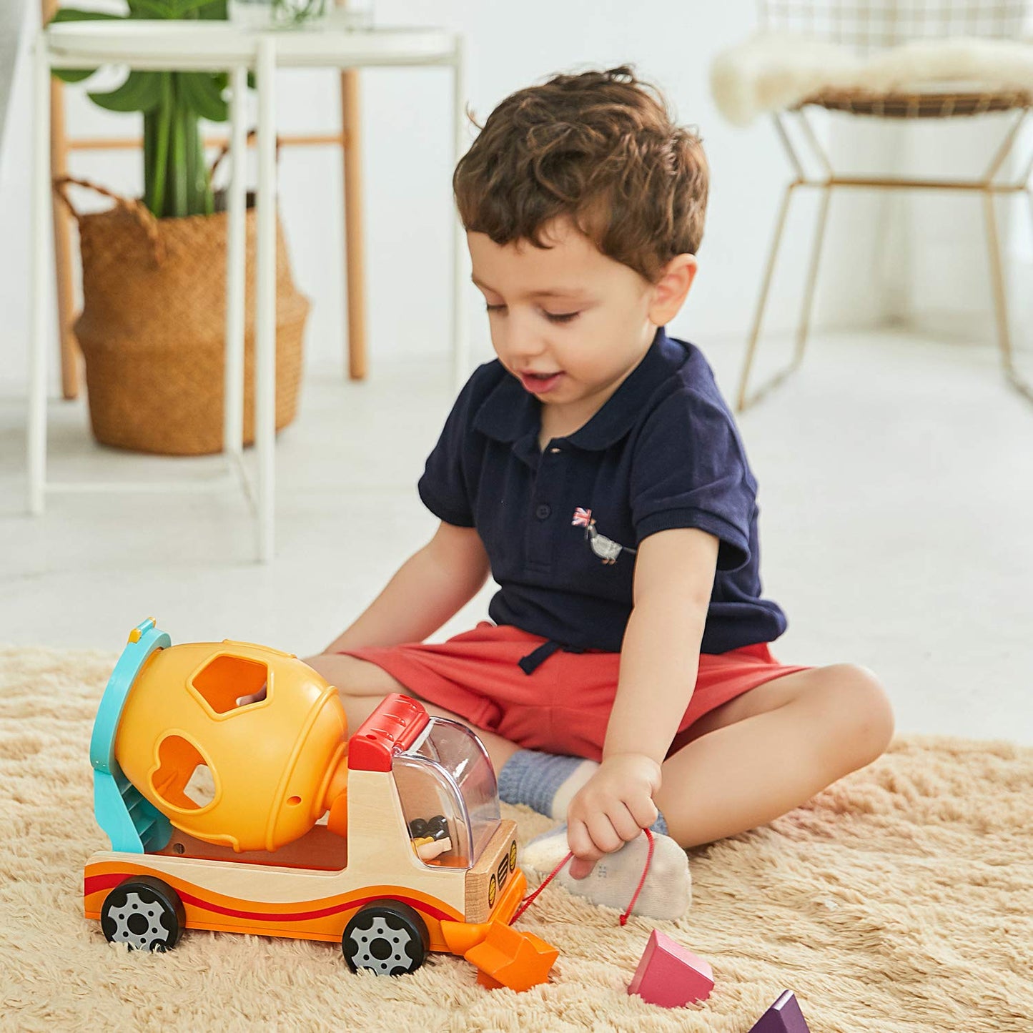 TOP BRIGHT Wooden Shape Sorter Toy for Toddlers - Multi-Color, Medium Size, Ideal for Learning and Matching, Model ID20308