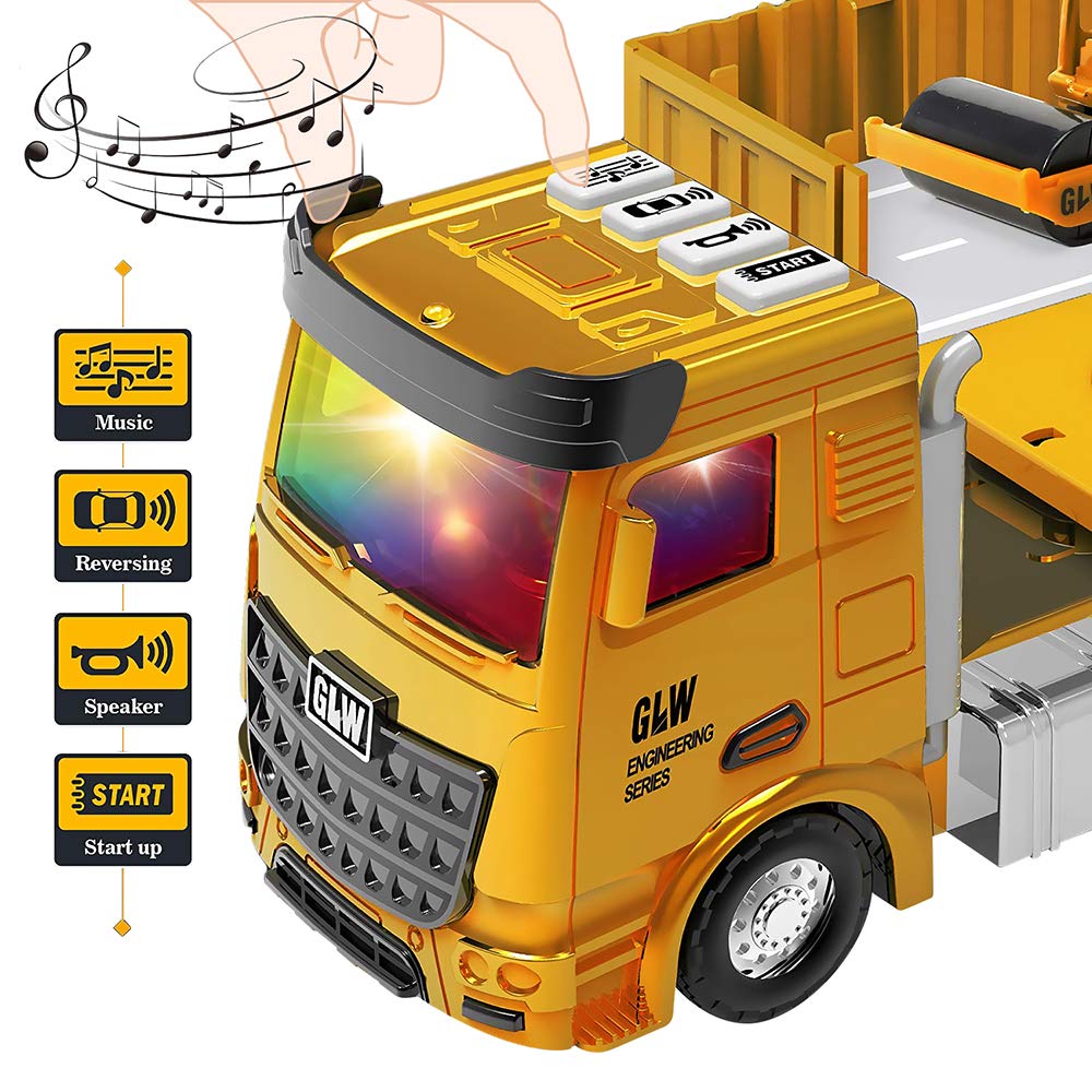 Or Or Tu Alloy Construction Trucks Vehicle Toys For Kids Sounds Lights Effects Take Apart Container,Crane,Excavator Trucks,Cement Mixer,Dumper,Forklift For 3 4 5 6 7+ Years Old Boys Girls Best Gift