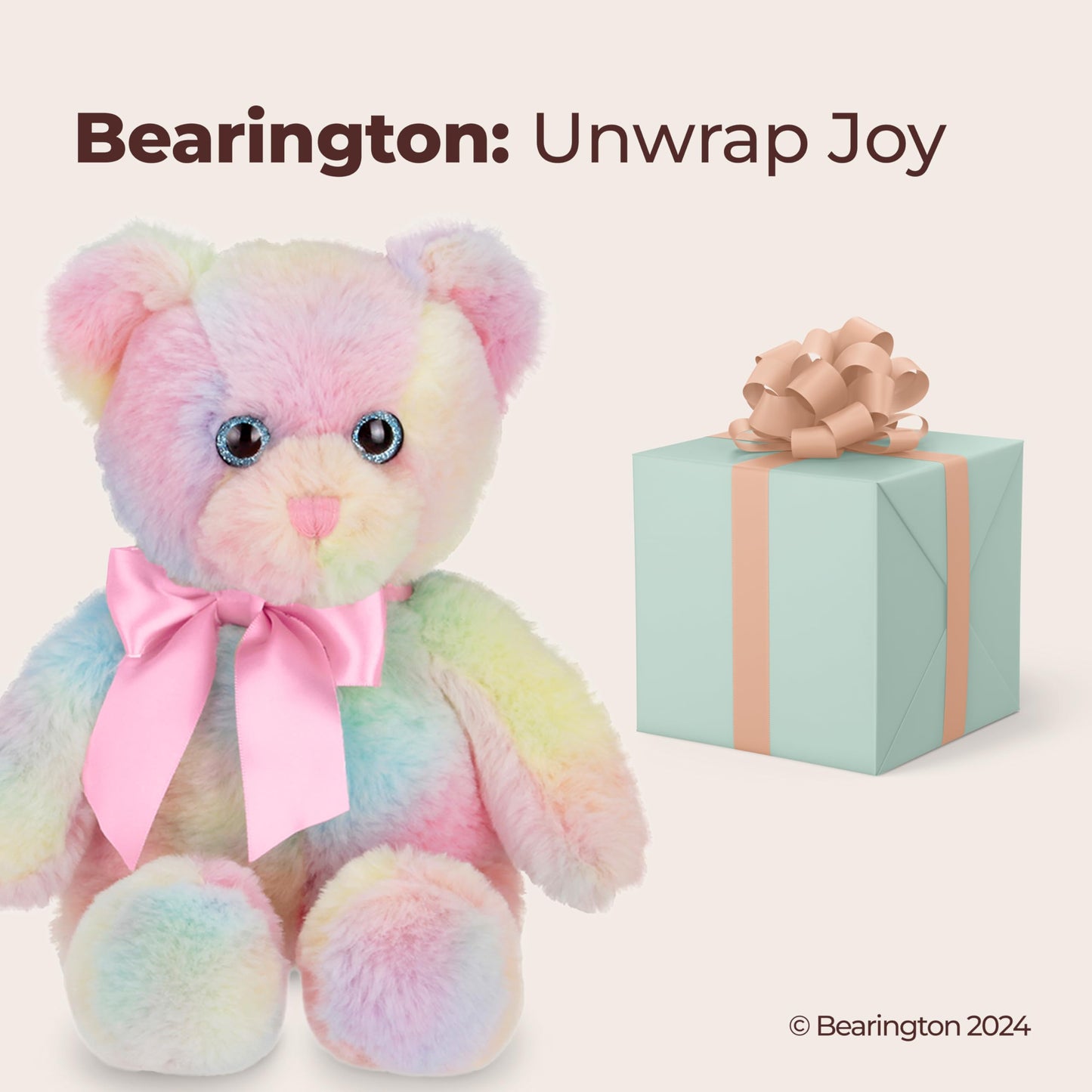 Bearington Candi Rainbow Plush Stuffed Animal Teddy Bear, 12 Inches