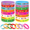 JUNEBRUSHS 24pcs Mexican Fiesta Party Favors Silicone Bracelets Cactus Guitar Hat Rubber Wristbands for Fiesta Mexican Birthday 