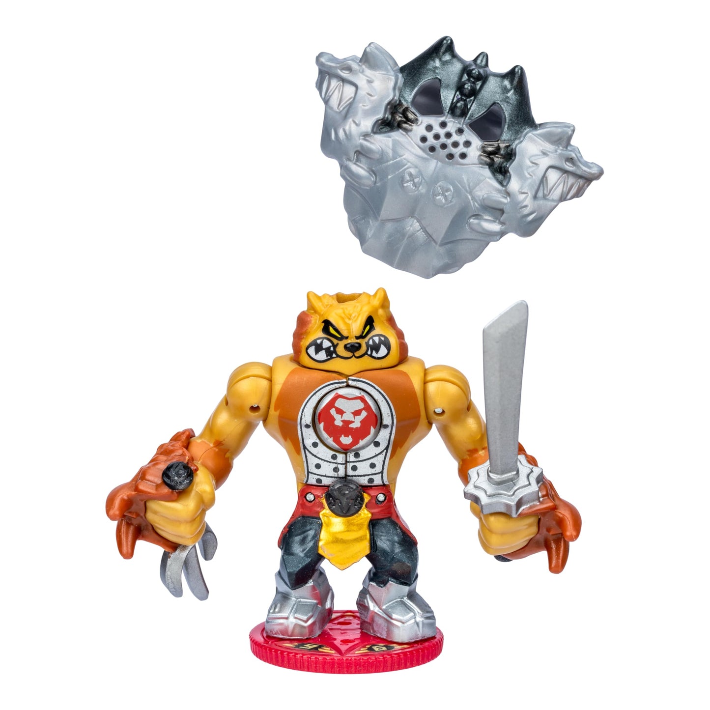 Akedo Legends of Akedo Ninja Bosses Figure, 3" Golden Lion Prideheart, 360° Spin Action, Double Defense Armor, Multicolor, Model 15433