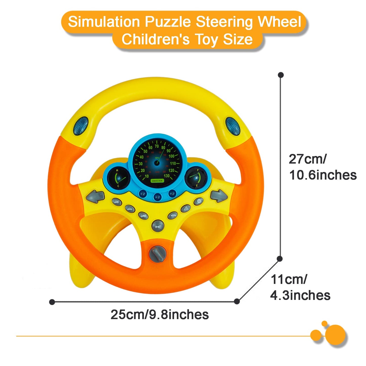 Redcrab Steering Wheel Car Driving Simulated Toy With Light And Music For Kids, Pretend Driving Seat Toys,Baby Electric Early Learning Educational Toys For Boys And Girls(Orange)