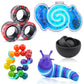 Cevioce 5Pcs Fidget Toys Adults Pack,Stocking Stuffers For Teens Boys Girls,Autism Sensory Toys With Fidget Spinner Slug Magnetic Rings,Squishy Fidget Toys Adhd Stress Relief, For Kid-B