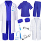 Doctor Costume For Kids Scrubs Pants With Accessories Set Children Party Cosplay Navy Blue 5T-6T
