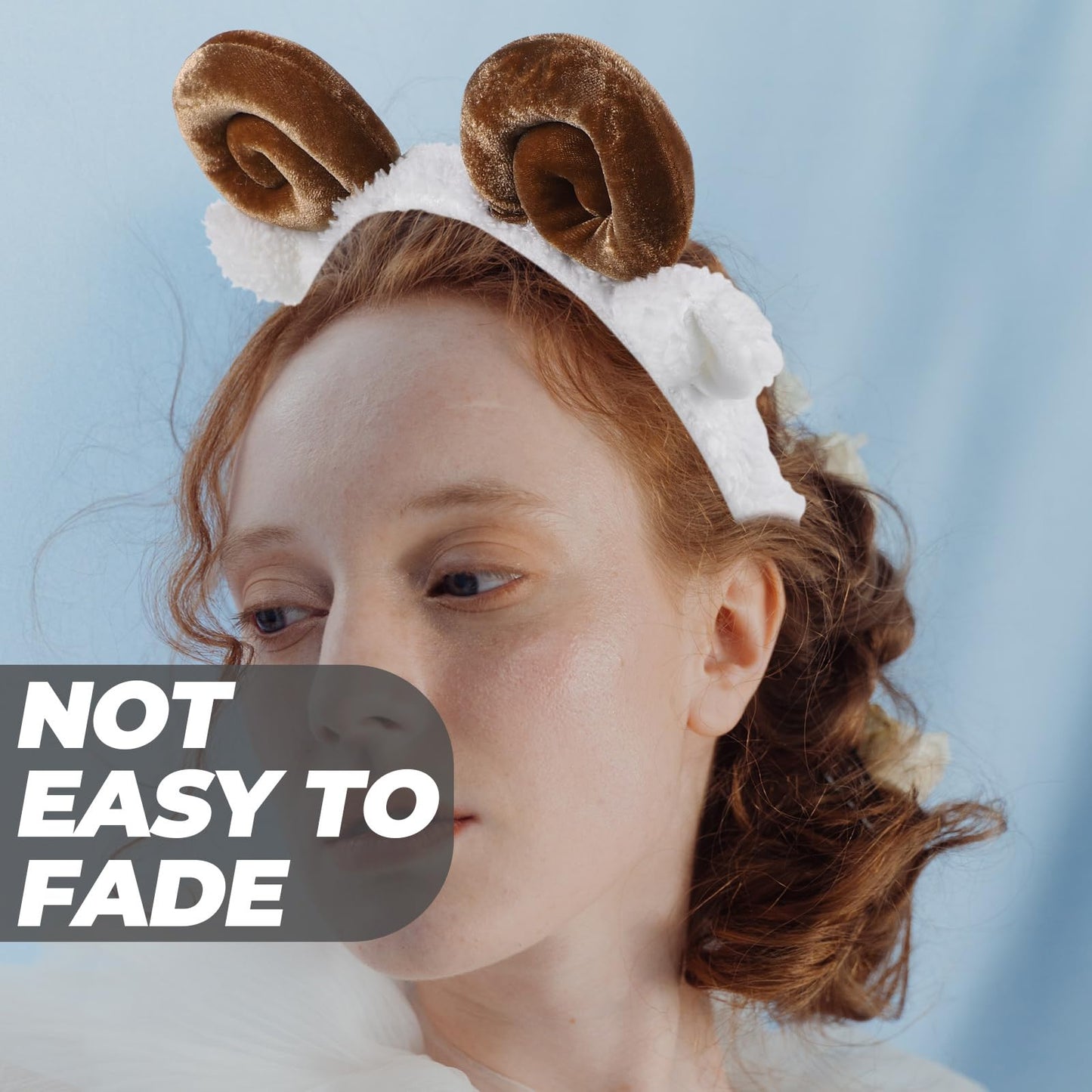 Amosfun Sheep Headband with Horns Ears Animals Ears Headband Plush Cartoon Headbands for Birthday Halloween Costume Party Favors