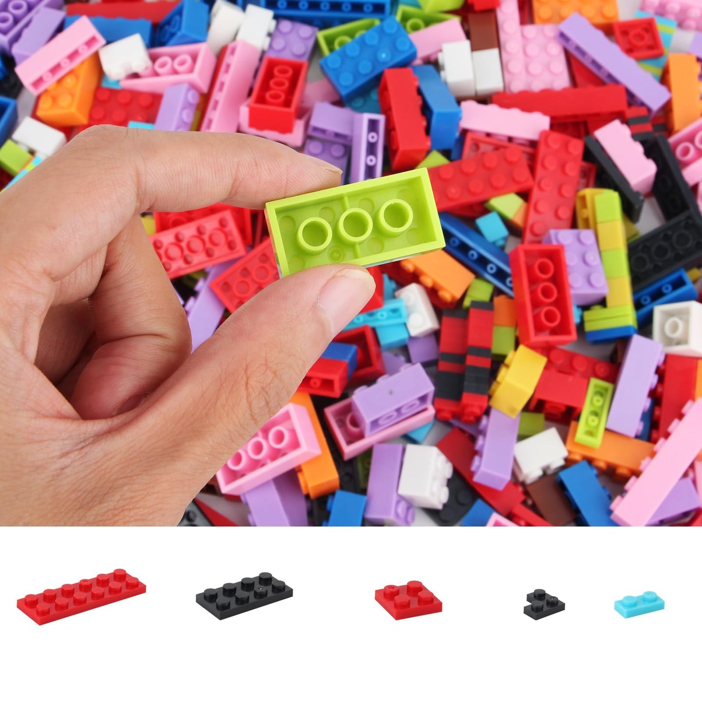 Anksono 1500 Pieces Building Bricks Classic Bulk Building Bricks Set Creative Building Toy Compatible with All Major Brands - 16 Shapes / 10 Colors