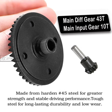 Rcarmumb Main Diff Gear 43T & Main Input Gear 10T Upgrades Part for ARRMA 1/8 Kraton/Notorious/Outcast/Talion 6S BLX,1/7 Firetea