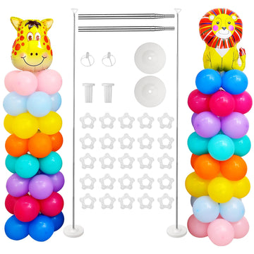 Voircoloria 7FT Adjustable Balloon Stand Kit Set of 2 for Halloween, Thanksgiving, New Year, Gender Reveal - Pink, Purple, Blue, Yellow, Green
