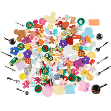 Nwfashion 112Pcs Miniature Decor Dessert Pastry Toy Food Cake Topper Scrapbooking Shoe Decoration Charms (Mix)