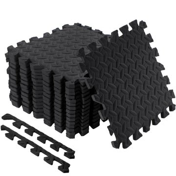 Shihanee Foam Floor Baby Tiles Foam Floor Mats Play Mats Bulk With Borders Interlocking For Kids Baby Playroom Nursery Gym (Blac