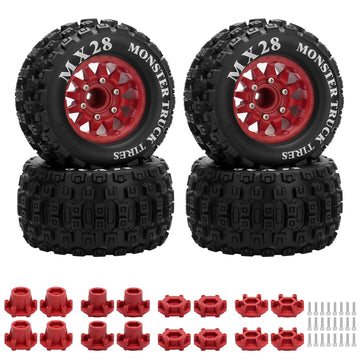 2.8'' Rc Tires With 12Mm/14Mm Hex Adapter 1/10 Scale Rc Truck Tires Rc Wheels And Tires Set For Traxxas Arrma Rustler Stampede 4