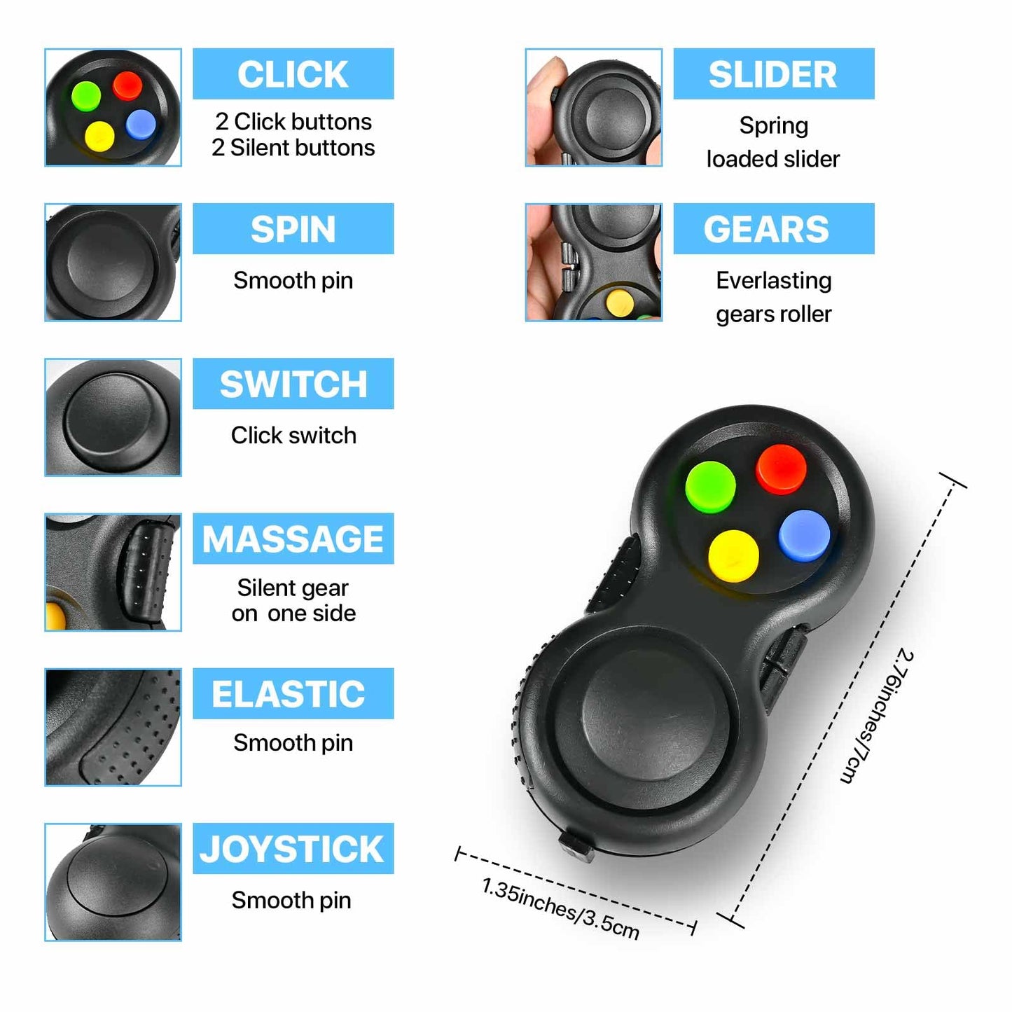 Dr.Kbder 5Pcs Fidget Toys Adults Set, Autism Sensory Pack With Figette Cube Magnetic Rings Pad Adhd Stress Relief For Kids Teen,