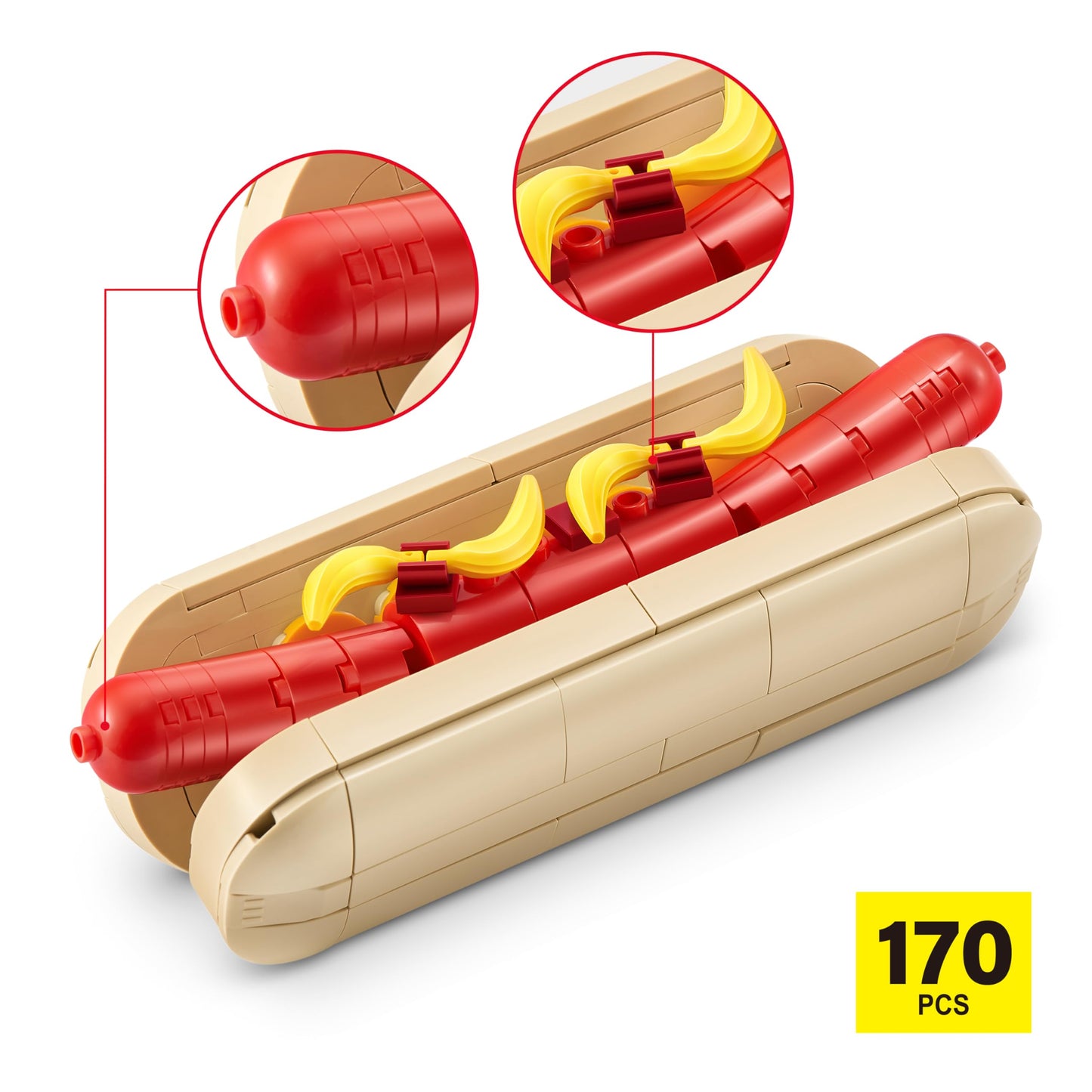 MAX Build More Building Bricks Collection - Hotdog Model 83186D, Plastic Construction for Teens, Adults, and Collectors