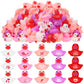 Junkin 100 Pcs Valentine Mini Rubber Ducks 1.57 Inch Small Rubber Ducks In Bulk Festive Rubber Ducks Heart For Birthday Party Fa