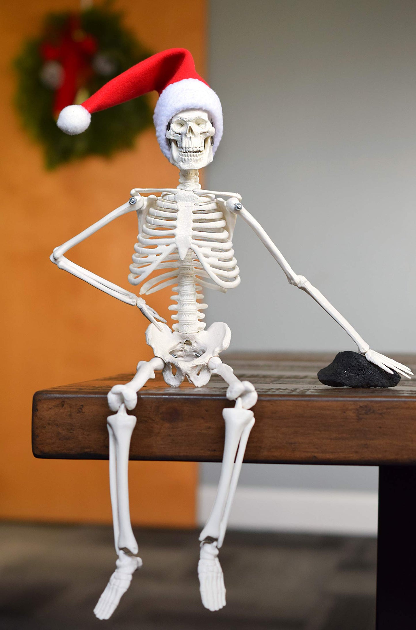 Hbarsci Dead Elf In The Lab - 17' Miniature Skeleton, Santa Hat & Christmas Coal For Scientist, Lab Tech, Lab Manager Teacher