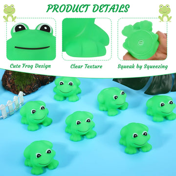 Libfrnt 50 Pcs Rubber Frogs Squeak And Floating Green Frog Bath Toys Swimming Bathtub Shower Frog Toys Miniature Frogs For Boys