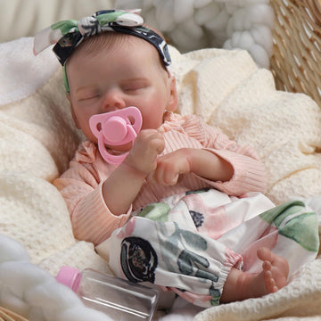 Dayoff Kids Reborn Baby Dolls,18 Inch Lifelike Realistic Newborn Doll With Soft Vinyl Body That Look Real,Christmas/Birthday Baby Doll Gift For Kids Age 3 + (Vinyl Body)