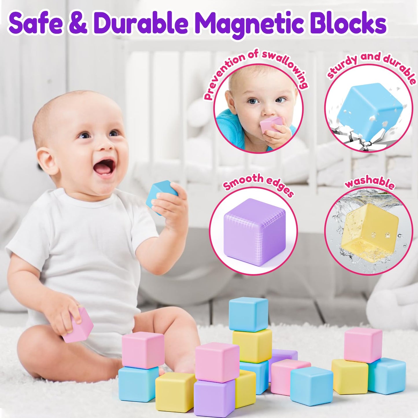 Magnetic Blocks For Toddlers Ages 3-5 Macaron 1.21 Inches Magnetic Building Blocks For Kids Ages 4-8 Gifts Montessori Magnet Cub