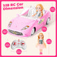 UMONIE Pink Remote Control Car for Girls, 2.4Ghz Racing Car for Toddler, 1:18 RC Car Toys for Kids with Doll, 100 mins with Rech
