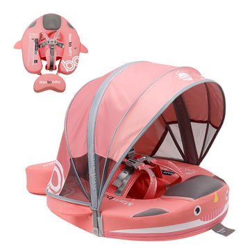Mambobaby Floats With Canopy &Tail, Non-Inflatable Baby Float For Pool Add Tail Avoid Flip Swim Trainer Baby Floats For Toddler